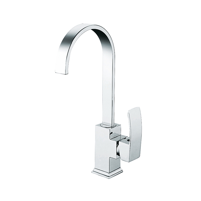 New Modern Single Hole Brass Kitchen Faucet Zinc Alloy Handle Chromed Sanitary Ware Sink Mounted Hot And Cold Kitchen Mixer Tap Faucet